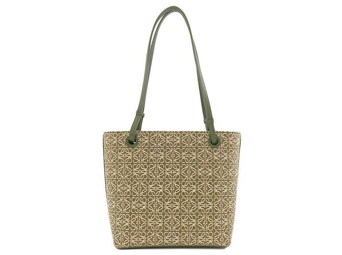 Borsa Tote Loewe Anagram Jacquard Verde - vista 2