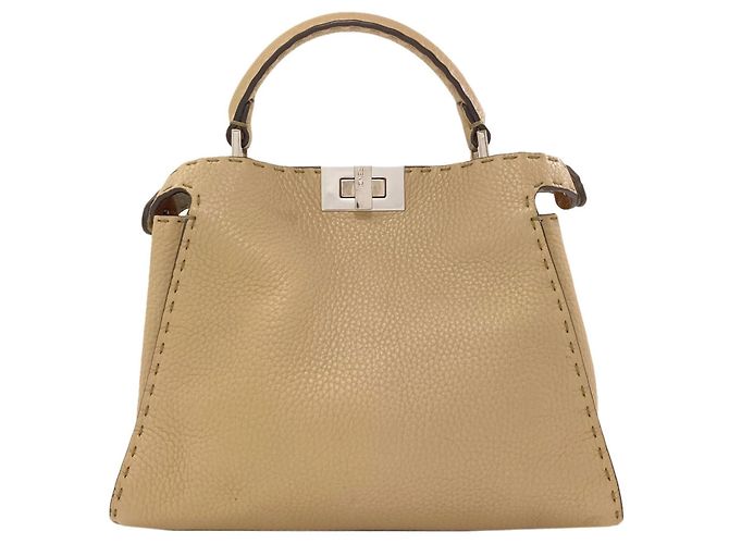 Borsa 2-Way Fendi Peekaboo Essentially Selleria Beige - vista 2