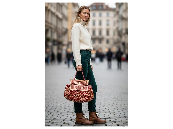 Fendi ‘To You’ Mala Conversível Píton Borgonha - vista 5