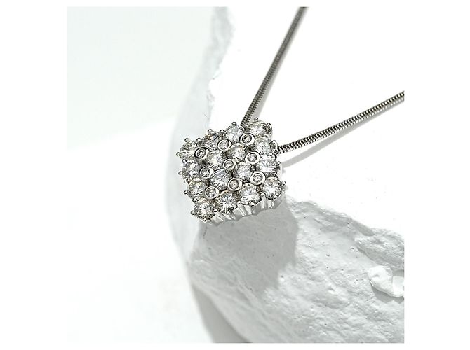 Autre Marque Brillant Collier Weißgold 750/18K Diamanten Pavé 2,4ct Anhänger Kette - Ansicht 3