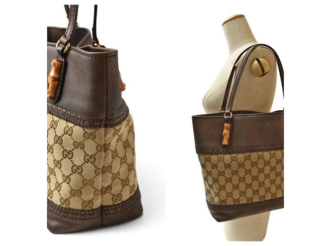 Bolso Tote Gucci Bamboo Castaño Beige - vista 3