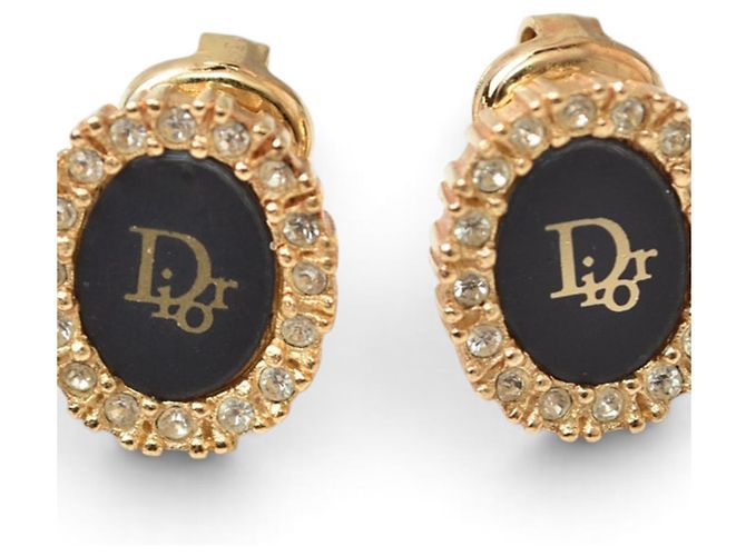 Pendientes de clip Christian Dior negros y dorados - vista 2
