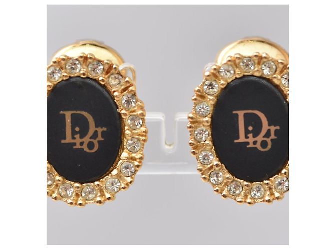 Pendientes de clip Christian Dior negros y dorados - vista 6