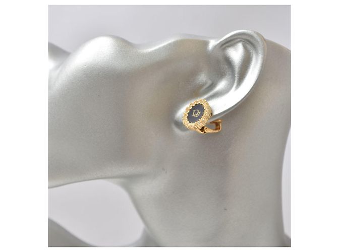 Pendientes de clip Christian Dior negros y dorados - vista 7
