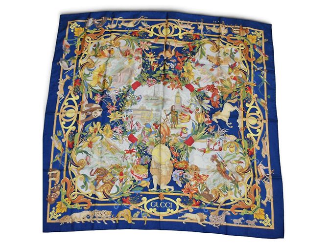 Gucci Seidenschal in Navy Marineblau - Ansicht 2