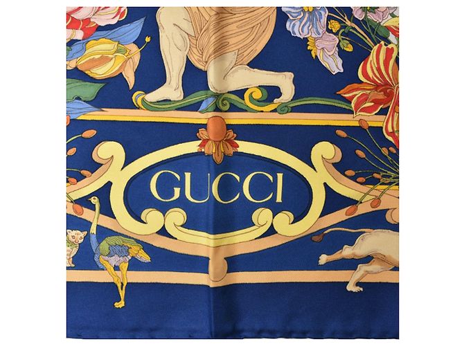 Gucci Seidenschal in Navy Marineblau - Ansicht 8