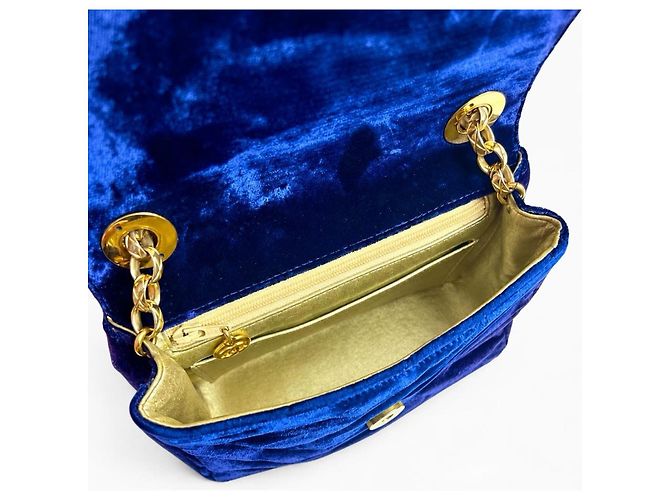 Chanel Mini Square Chevron Classic Flap Bag marineblauer Samt - Ansicht 11