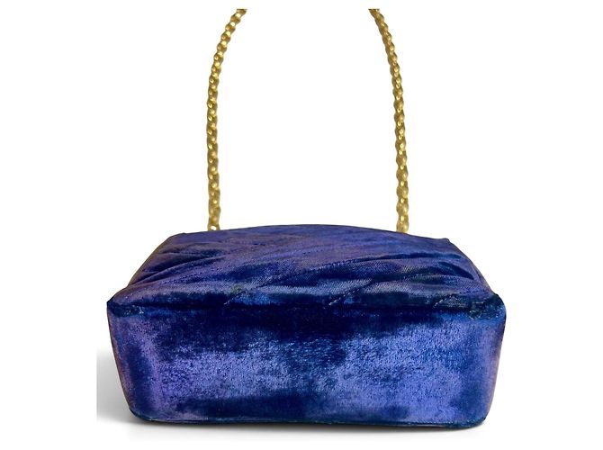 Chanel Mini Square Chevron Classic Flap Bag marineblauer Samt - Ansicht 8