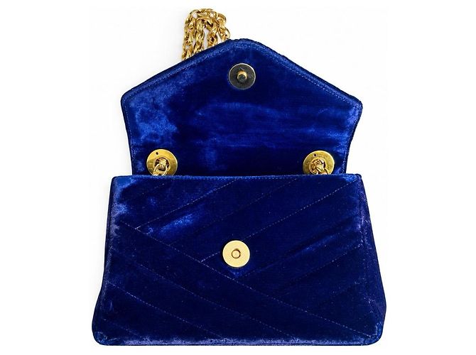 Chanel Mini Square Chevron Classic Flap Bag marineblauer Samt - Ansicht 9
