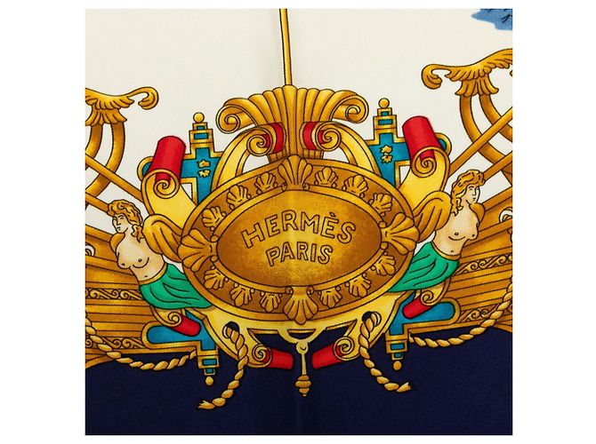 Hermès Hermes Carre 90 VOILES DE LUMIERE Schal Mehrfarben Marineblau - Ansicht 8