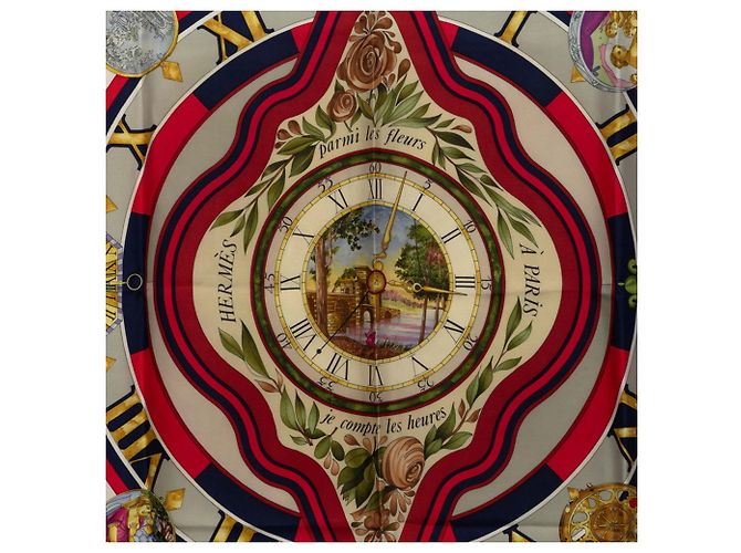 Hermès Hermes Carre 90 Parmi Les Fleurs Je Compt Scarf Multicolore Blu navy - vista 2