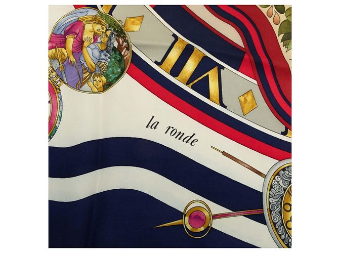 Hermès Hermes Carre 90 Parmi Les Fleurs Je Compt Scarf Multicolore Blu navy - vista 4