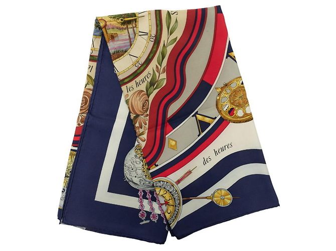 Hermès Hermes Carre 90 Parmi Les Fleurs Je Compt Scarf Multicolore Blu navy - vista 7