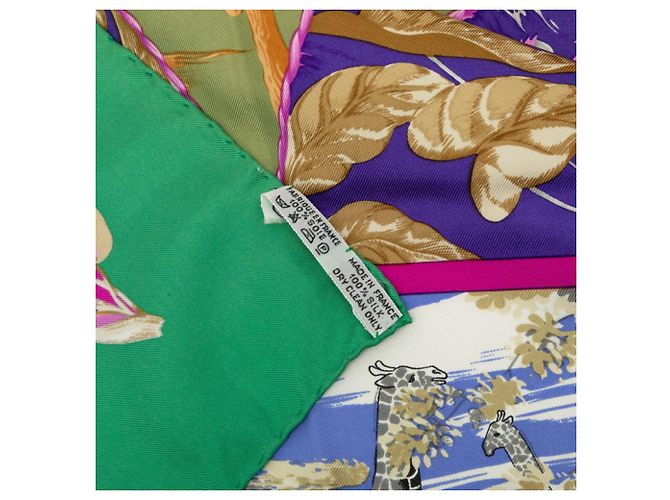 Hermès Foulard Hermes Carre 90 Tropices Multicolore Verde - vista 10