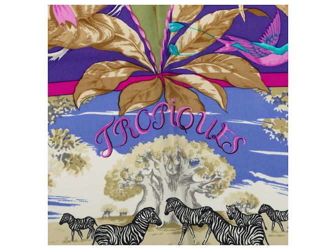 Hermès Foulard Hermes Carre 90 Tropices Multicolore Verde - vista 3