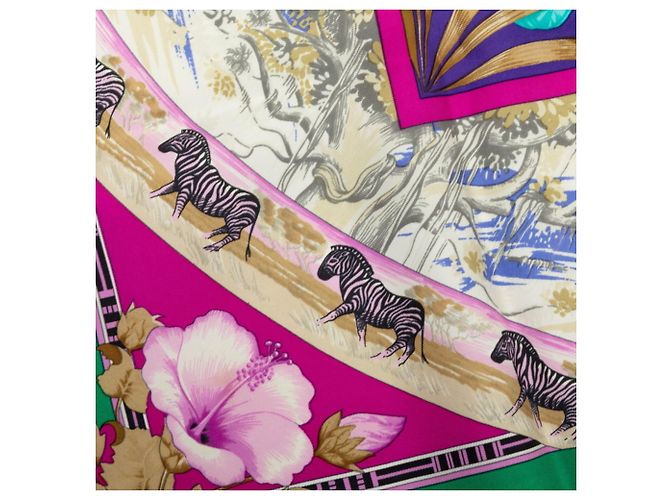 Hermès Foulard Hermes Carre 90 Tropices Multicolore Verde - vista 4