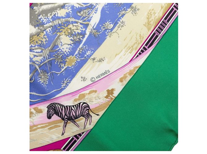Hermès Foulard Hermes Carre 90 Tropices Multicolore Verde - vista 5