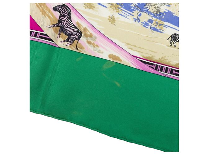 Hermès Foulard Hermes Carre 90 Tropices Multicolore Verde - vista 6