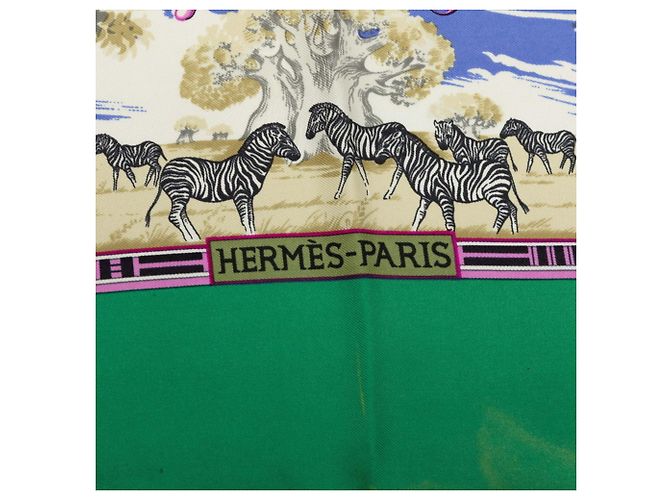 Hermès Foulard Hermes Carre 90 Tropices Multicolore Verde - vista 9