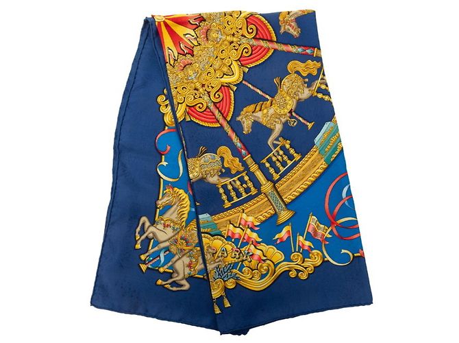 Hermès Carré 90 Luna Park Amusement Scarf Multicolor Azul marino - vista 8