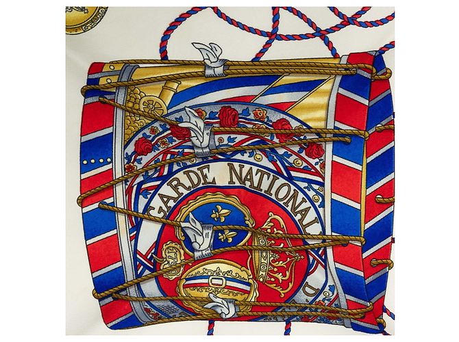 Hermès Foulard Hermes Carre 90 LES TAMBOURS Blu Multicolore - vista 4