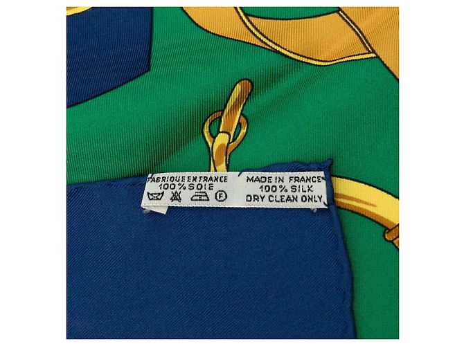 Silk In Hermès Foulard Hermes Carre 90 Eperon d'or Multicolore Verde - vista 10