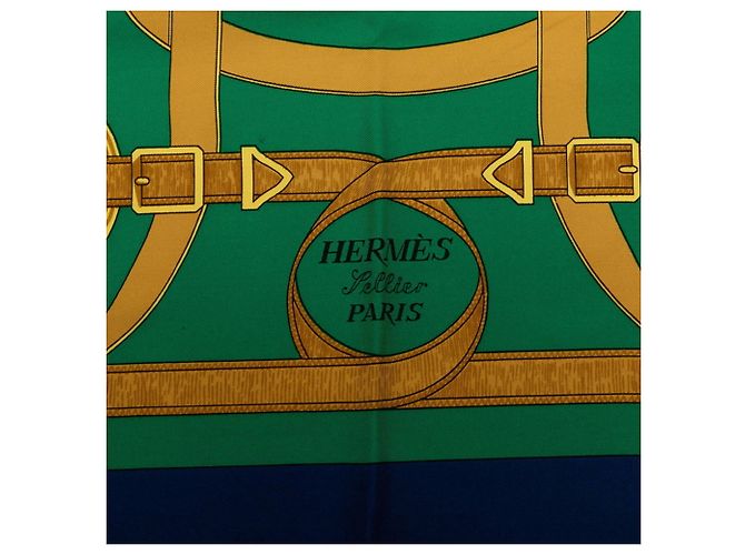 Silk In Hermès Foulard Hermes Carre 90 Eperon d'or Multicolore Verde - vista 3