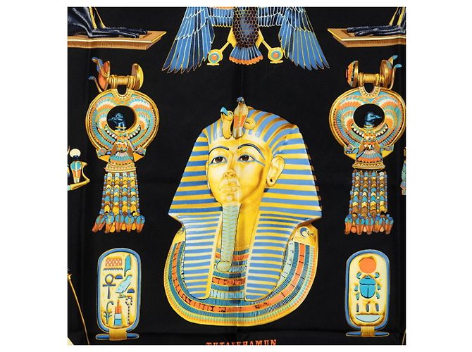 Hermès Hermes Carre 90 TUTANKHAMUN Schal Schwarz - Ansicht 2