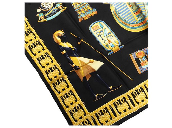 Hermès Hermes Carre 90 TUTANKHAMUN Schal Schwarz - Ansicht 5