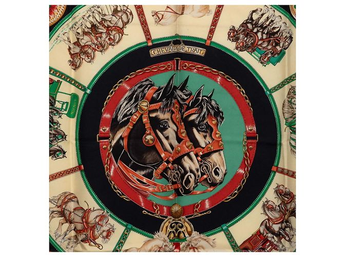 Hermès Foulard Hermes Carre 90 Draft Horse Multicolore Giallo - vista 2