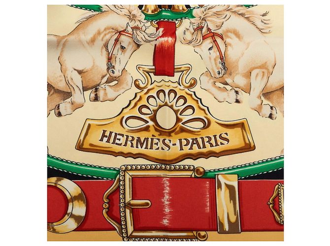 Hermès Foulard Hermes Carre 90 Draft Horse Multicolore Giallo - vista 6