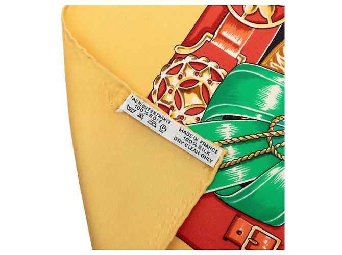 Hermès Foulard Hermes Carre 90 Draft Horse Multicolore Giallo - vista 7