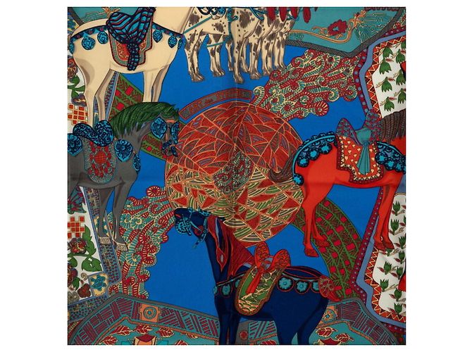 Hermès Hermes Carre 90 ART des STEPPES Seidentuch Blau Mehrfarben - Ansicht 2