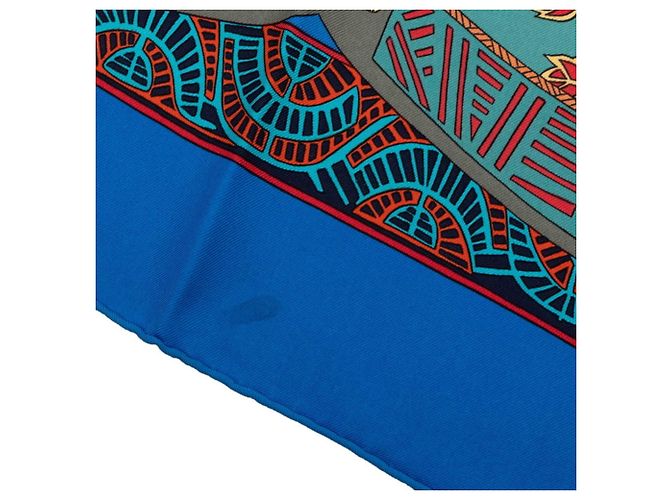 Hermès Hermes Carre 90 ART des STEPPES Seidentuch Blau Mehrfarben - Ansicht 3