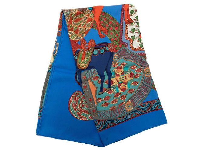 Hermès Hermes Carre 90 ART des STEPPES Seidentuch Blau Mehrfarben - Ansicht 6