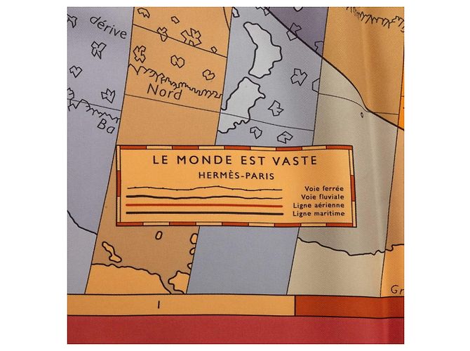 Hermès Foulard di seta Hermes Carre 90 LE MONDE EST VASTE Multicolore - vista 3