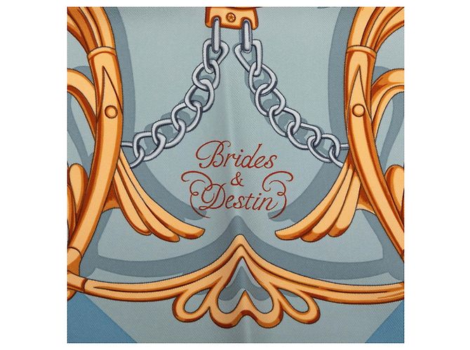 Hermès Foulard Hermes Carre 90 Brides et Destin Blu Multicolore - vista 2