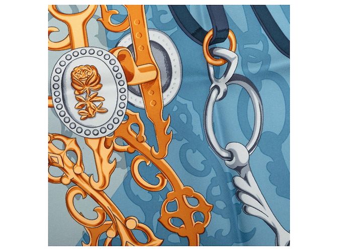 Hermès Foulard Hermes Carre 90 Brides et Destin Blu Multicolore - vista 5