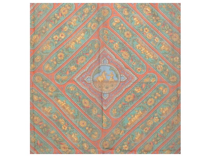 Hermès Hermes Carre 90 Foulard in mussola di seta QALAMDAN Rosso Multicolore - vista 2