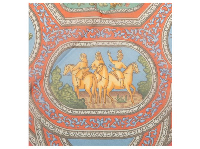 Hermès Hermes Carre 90 Foulard in mussola di seta QALAMDAN Rosso Multicolore - vista 5