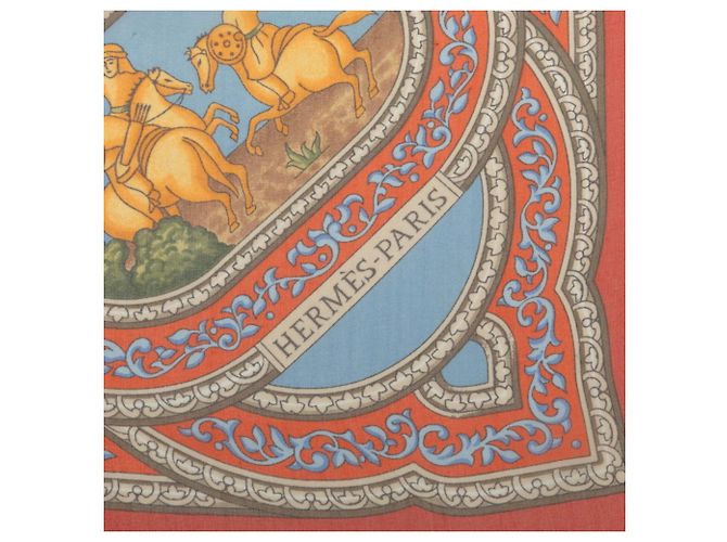 Hermès Hermes Carre 90 Foulard in mussola di seta QALAMDAN Rosso Multicolore - vista 7