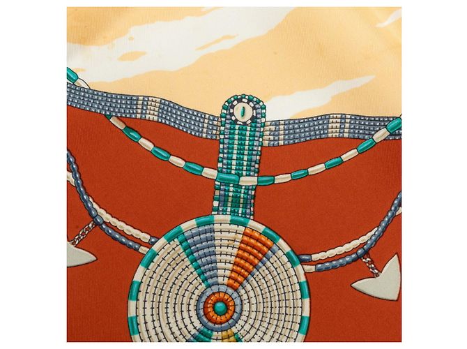 Hermès Foulard Hermes Carre 90 PERLES DU KENYA Marrone Multicolore - vista 5