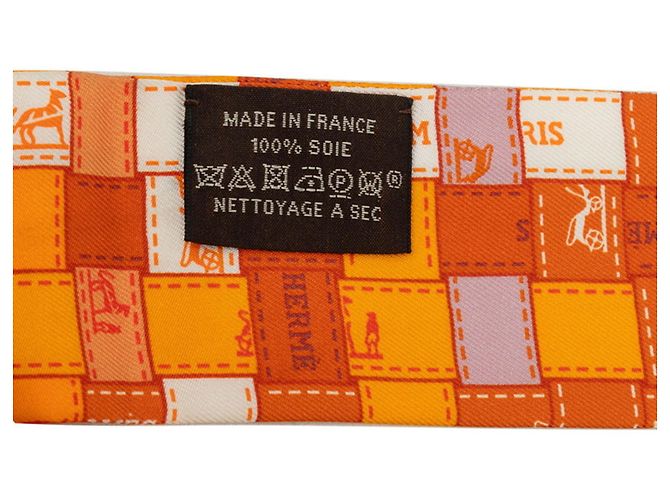 Hermès  Foulard Hermes Twilly Bolduc in seta arancione - vista 4