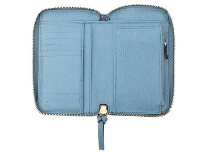 Gucci Swing Bi-fold Geldbörse aus blauem Leder - Ansicht 4