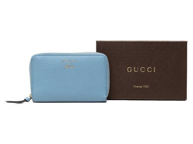Gucci Swing Bi-fold Geldbörse aus blauem Leder - Ansicht 8