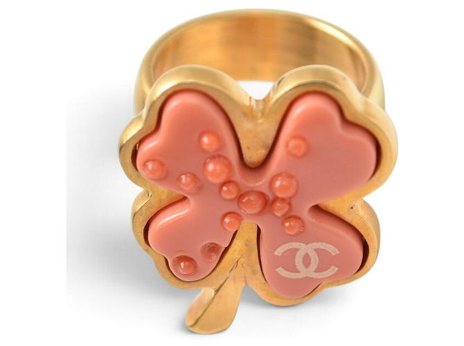 Anel banda Chanel Coco Mark com motivo de flor Rosa Dourado - vista 2
