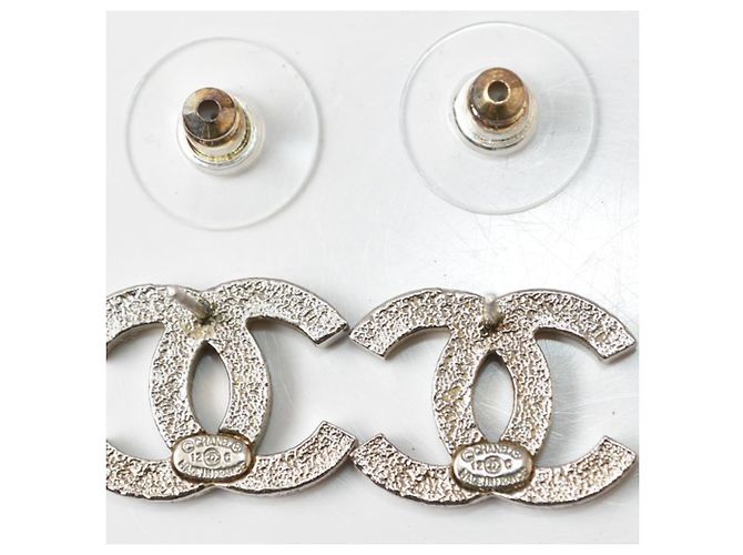 Chanel Silver Stud Earrings Silvery - view 3