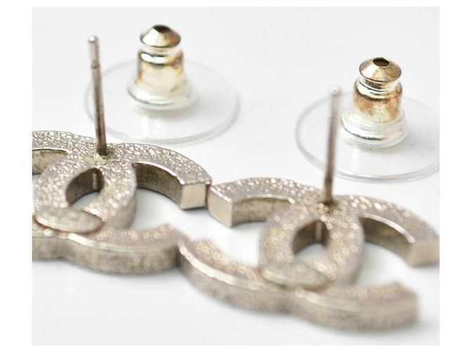 Chanel Silver Stud Earrings Silvery - view 4