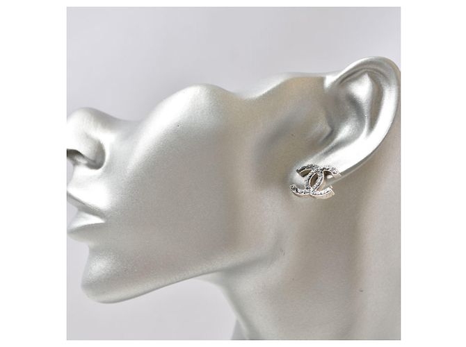Chanel Silver Stud Earrings Silvery - view 5