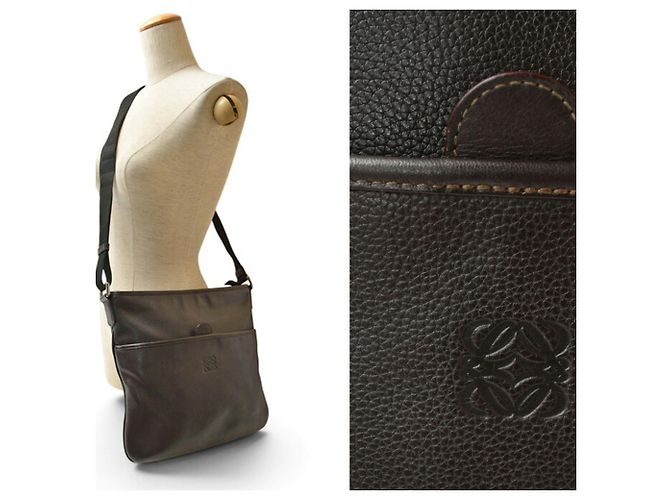 Bolsa de ombro e tiracolo em couro marrom escuro Loewe Castanho escuro - vista 3